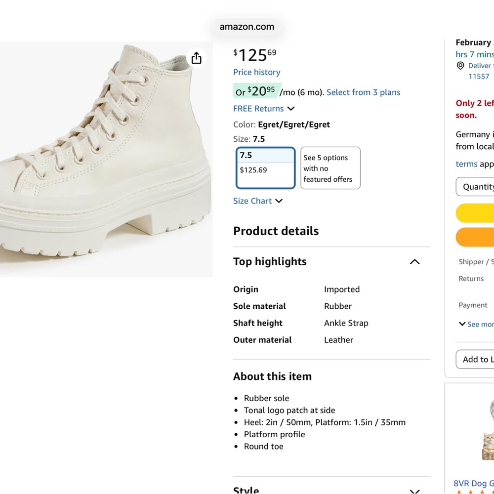 🌸Chuck Taylor Women’s Leather Lugged  High Tops size 9 - Picture 12 of 12